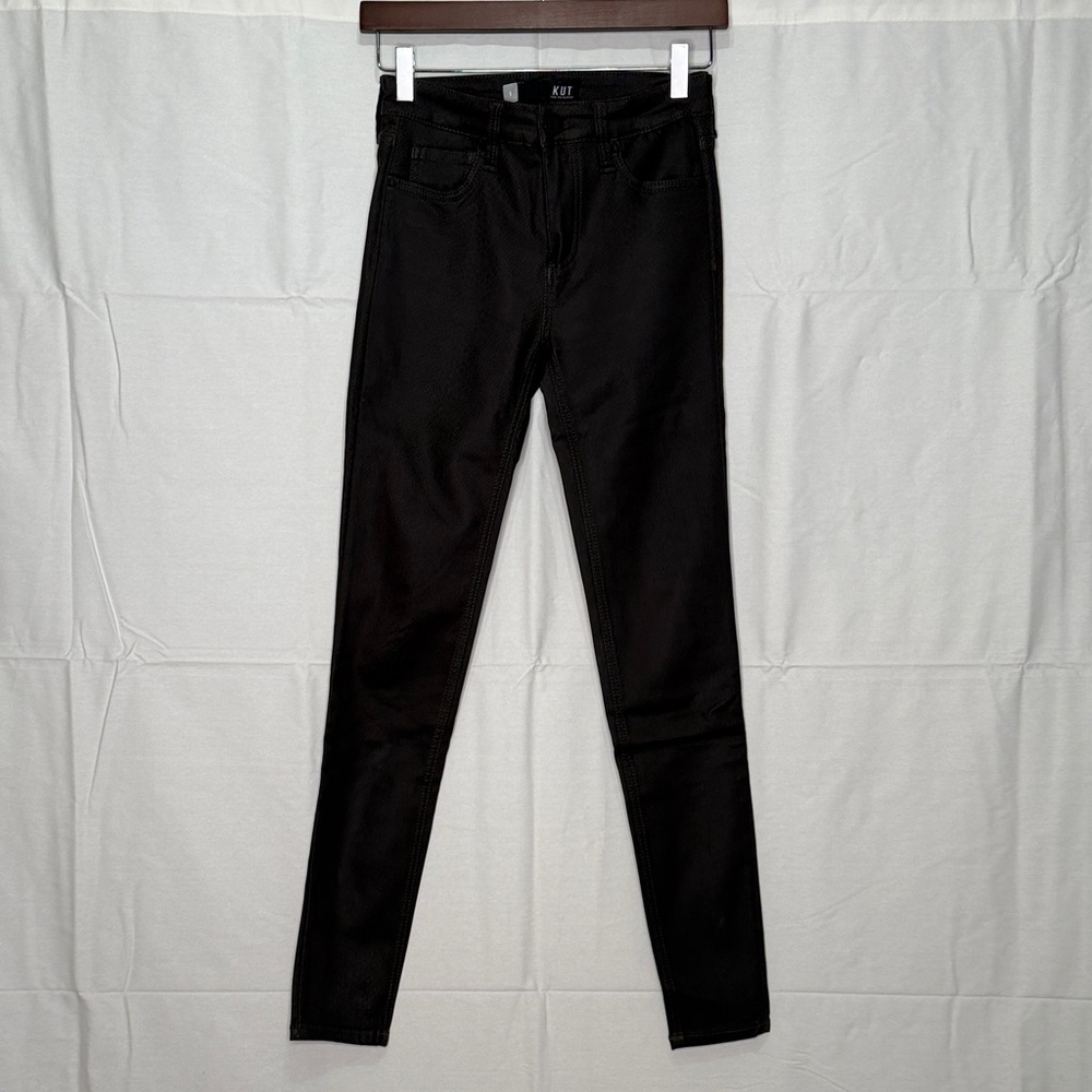 Kut from the Kloth MIA Skinny, Coated Denim, Snake Print
